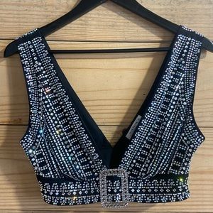 SOLD OUT 12th tribe black violet rhinestone top